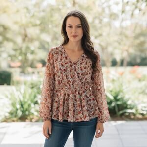 Hayden LA Floral Peplum Blouse Size M - Flowy & Draped